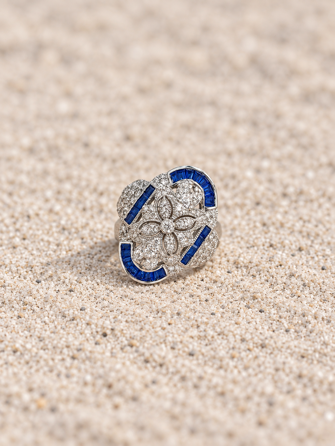Blue Petal Shield Ring