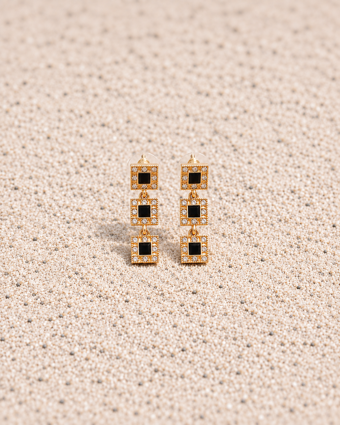 Black Frame Drop Earrings