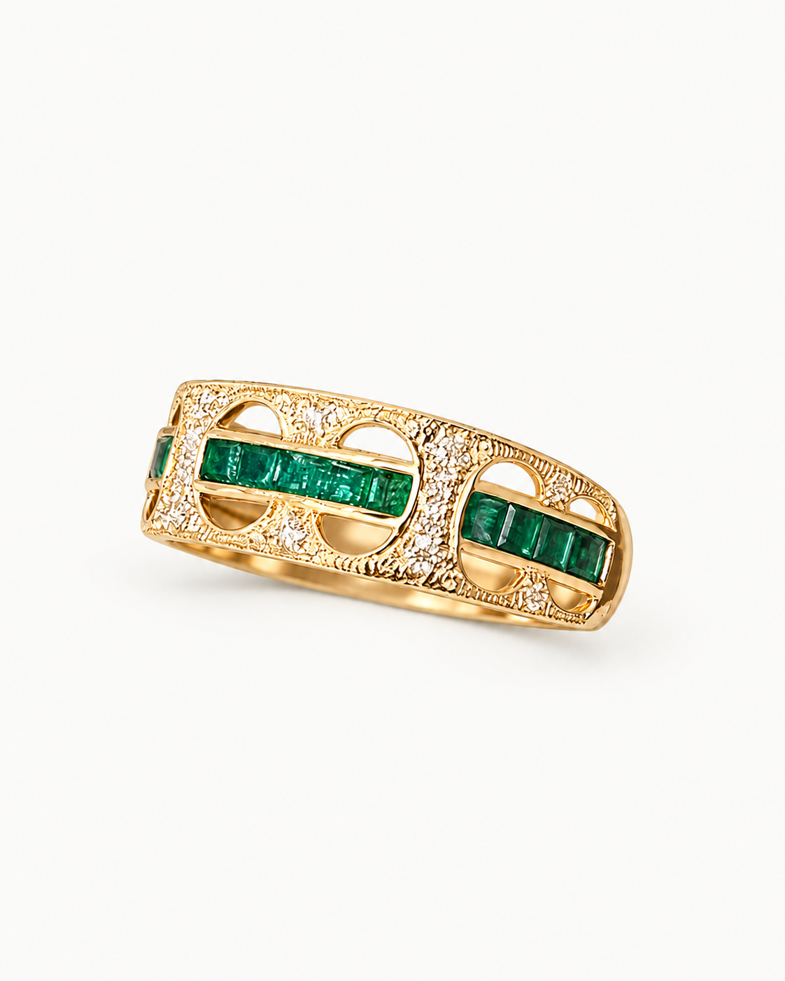 Green Line Openwork Ring