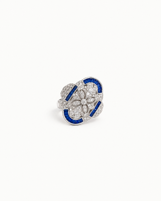 Blue Petal Shield Ring