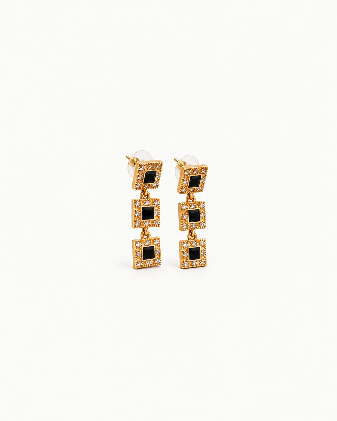 Black Frame Drop Earrings