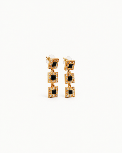 Black Frame Drop Earrings