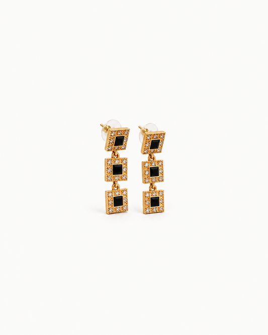 Black Frame Drop Earrings