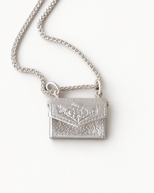 Floral Envelope Pendant Necklace