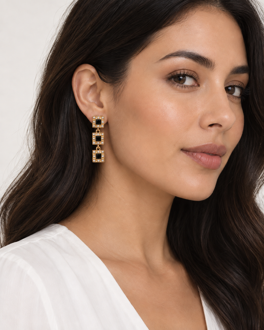 Black Frame Drop Earrings
