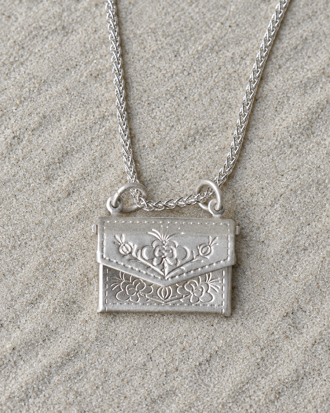 Floral Envelope Pendant Necklace