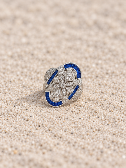 Blue Petal Shield Ring