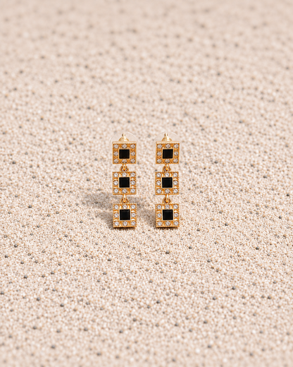 Black Frame Drop Earrings